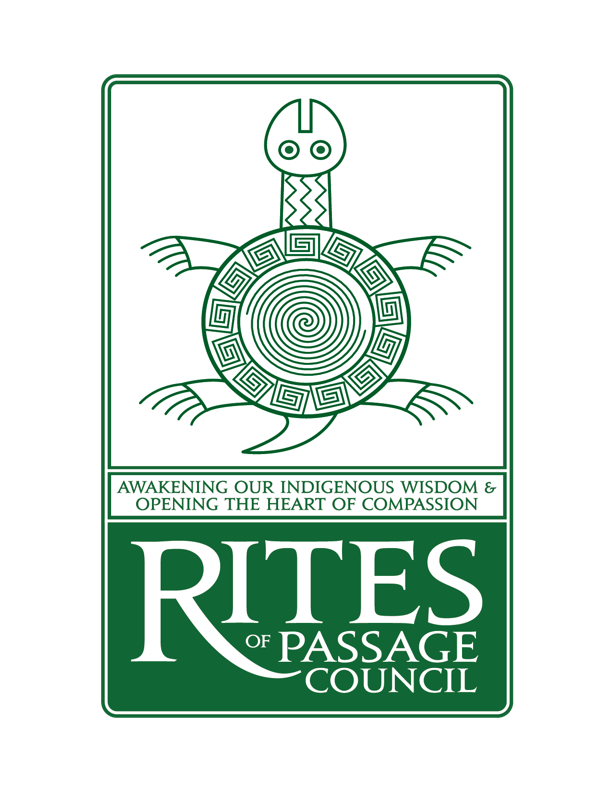 Logo for Rites of Passage Council featuring stylized turtle line drawing