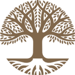 icon of peeling paint tree with branches crossed to form heart shape